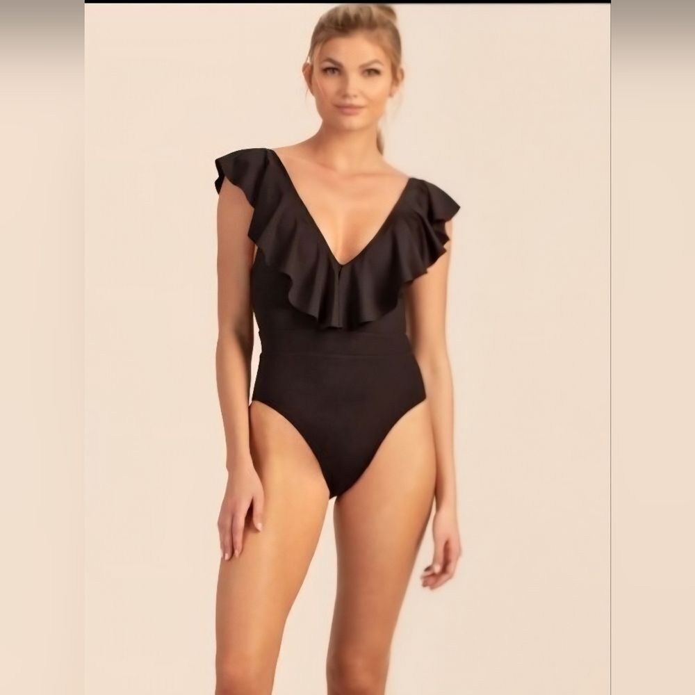 Trina Turk Monaco Ruffled Bandeau One Piece Swim Suit Size 4